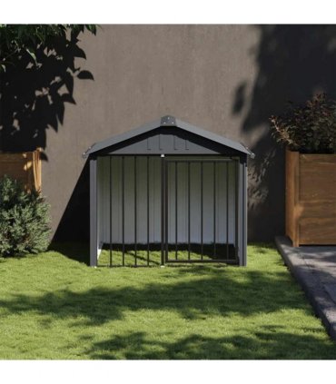 vidaXL Dog House with Roof Black 117x103x102 cm Galvanised Steel