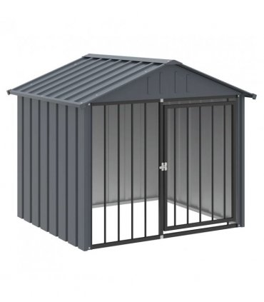 vidaXL Dog House with Roof Black 117x103x102 cm Galvanised Steel