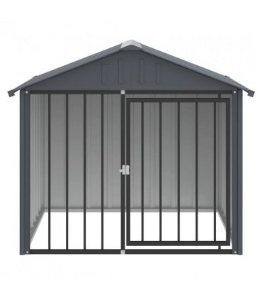 vidaXL Dog House with Roof Black 117x103x102 cm Galvanised Steel