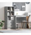 vidaXL Desk with Drawer with Shelf with Storage 2 pcs Concrete Grey