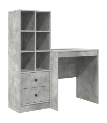 vidaXL Desk with Drawer with Shelf with Storage 2 pcs Concrete Grey