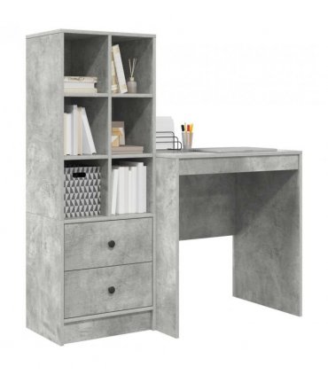 vidaXL Desk with Drawer with Shelf with Storage 2 pcs Concrete Grey