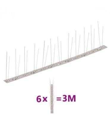 vidaXL 2-row Stainless Steel Bird & Pigeon Spikes Set of 6 3 m