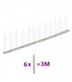 vidaXL 2-row Stainless Steel Bird & Pigeon Spikes Set of 6 3 m