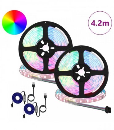 vidaXL LED Strip 2 pcs Black and Transparent 210 x 0.8 x 0.3 cm