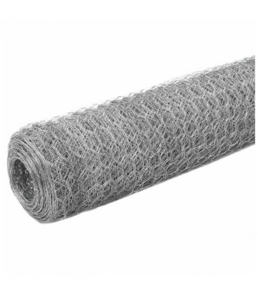 vidaXL Chicken Wire Fence Galvanised Steel 25x1.5 m Silver