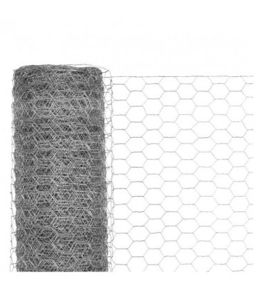 vidaXL Chicken Wire Fence Galvanised Steel 25x1.5 m Silver