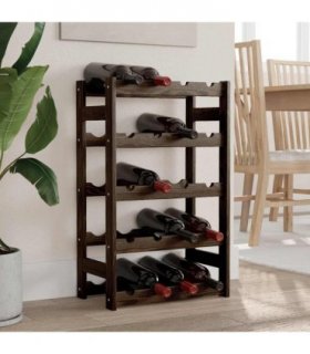 vidaXL Wine Rack for 20 Bottles Black Solid Wood Pine