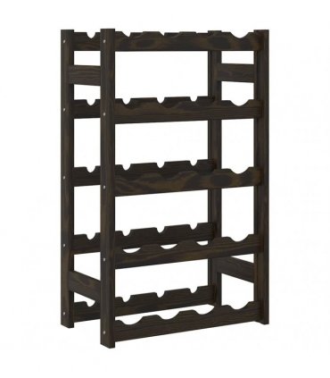 vidaXL Wine Rack for 20 Bottles Black Solid Wood Pine