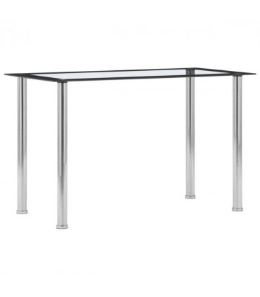 vidaXL Dining Table Black and Transparent 120x60x75 cm Tempered Glass