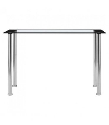 vidaXL Dining Table Black and Transparent 120x60x75 cm Tempered Glass