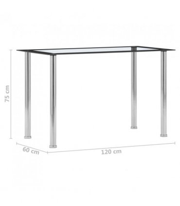 vidaXL Dining Table Black and Transparent 120x60x75 cm Tempered Glass