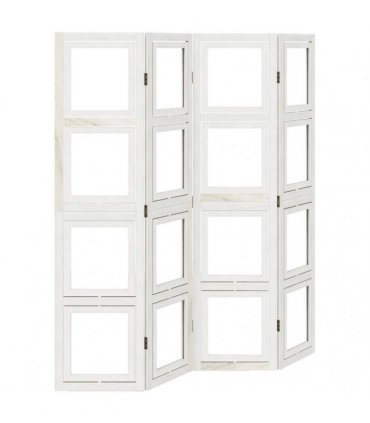 vidaXL Room Divider 4 Panels White Solid Wood Paulownia