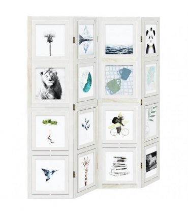 vidaXL Room Divider 4 Panels White Solid Wood Paulownia