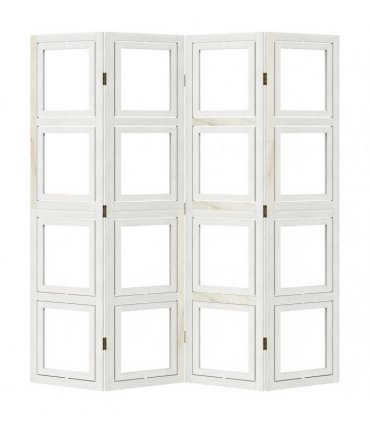 vidaXL Room Divider 4 Panels White Solid Wood Paulownia