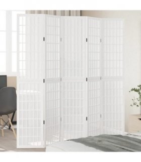 vidaXL Room Divider 5 Panels White Solid Wood Paulownia