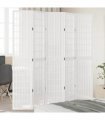 vidaXL Room Divider 5 Panels White Solid Wood Paulownia
