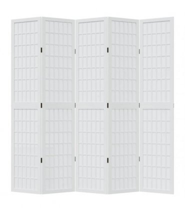 vidaXL Room Divider 5 Panels White Solid Wood Paulownia