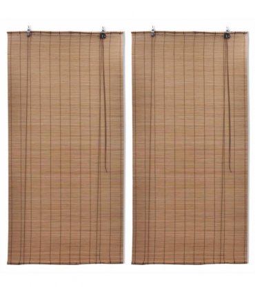 vidaXL Bamboo Roller Blinds 2 pcs 100 x 160 cm Brown