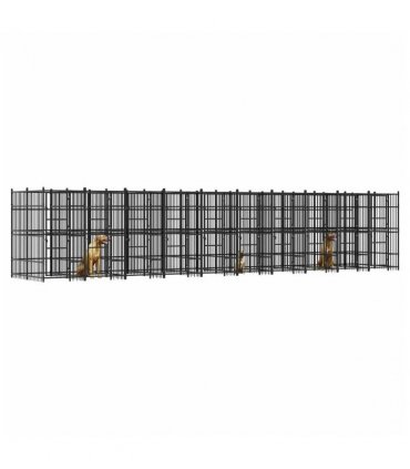 vidaXL Outdoor Dog Kennel Steel 18.43 m²