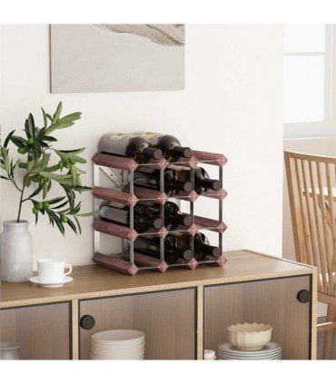 vidaXL Wine Rack for 12 Bottles Brown Solid Wood Pine