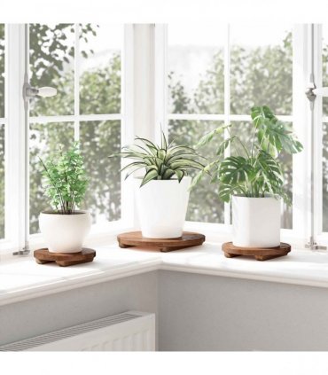 vidaXL Plant Stool 3 pcs Natural 29 x 29 x 3.5 cm Mahogany Wood