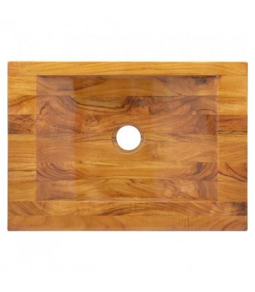 vidaXL Basin Solid Teak Wood 50x35x10 cm
