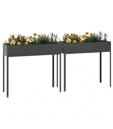 vidaXL Garden Planters 2 pcs Anthracite Galvanised Steel