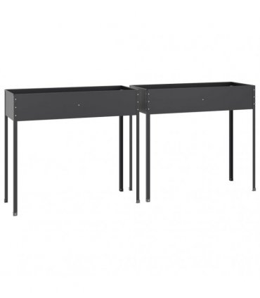 vidaXL Garden Planters 2 pcs Anthracite Galvanised Steel