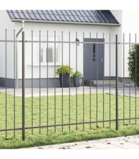 vidaXL Garden Fence 3 pcs Grey 5.1 x 1.5 m Powder-coated Steel