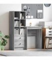 vidaXL Desk with Drawer with Shelf with Storage 2 pcs Grey Sonoma
