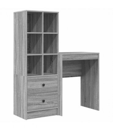 vidaXL Desk with Drawer with Shelf with Storage 2 pcs Grey Sonoma