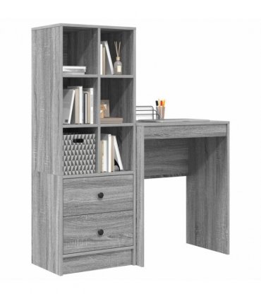 vidaXL Desk with Drawer with Shelf with Storage 2 pcs Grey Sonoma