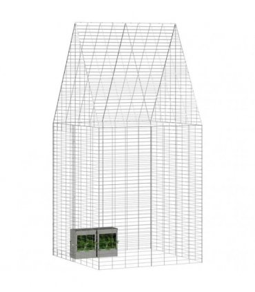 vidaXL Rabbit Cage Silver 100 x 100 x 210 cm Galvanised Steel