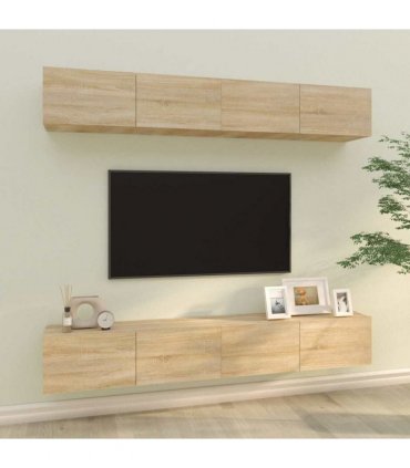 vidaXL Wall TV Cabinets 4 pcs Sonoma Oak 100x30x30 cm