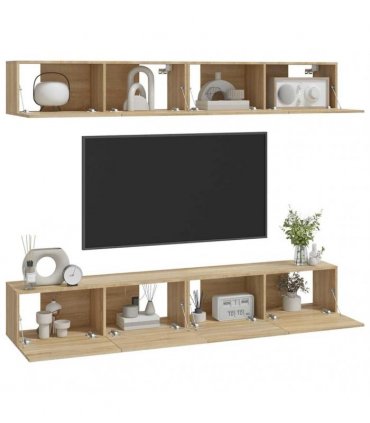 vidaXL Wall TV Cabinets 4 pcs Sonoma Oak 100x30x30 cm
