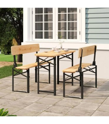 vidaXL 3 Piece Folding Beer Table Set Solid Wood Fir