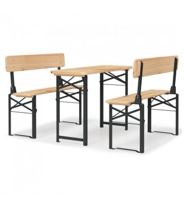 vidaXL 3 Piece Folding Beer Table Set Solid Wood Fir