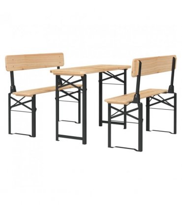 vidaXL 3 Piece Folding Beer Table Set Solid Wood Fir