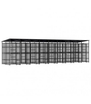 vidaXL Outdoor Dog Kennel with Roof Steel 16.59 m²