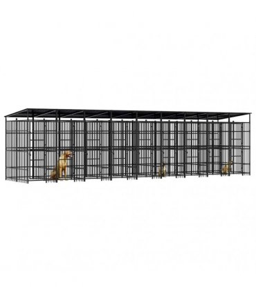 vidaXL Outdoor Dog Kennel with Roof Steel 16.59 m²