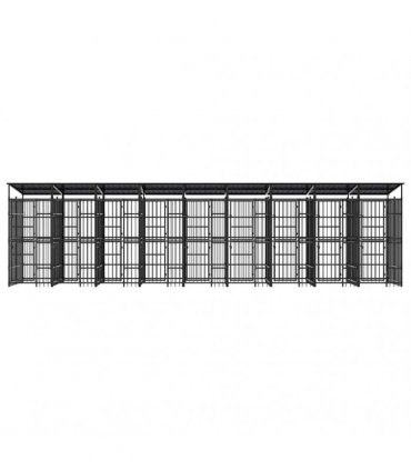 vidaXL Outdoor Dog Kennel with Roof Steel 16.59 m²