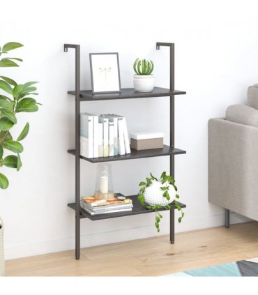 vidaXL 3-Tier Leaning Shelf Black 64x35x120.5 cm