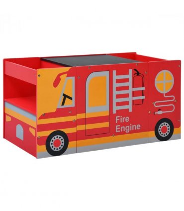 vidaXL 3 Piece Kids Chair Table Set Fire Truck Design Wood