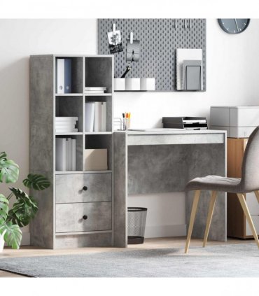 vidaXL Desk with Drawer with Shelf with Storage 2 pcs Concrete Grey
