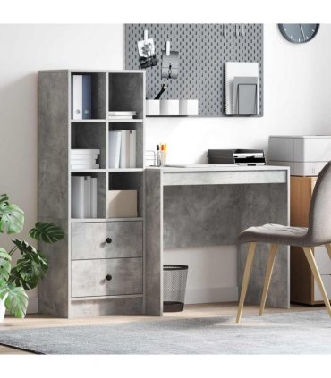 vidaXL Desk with Drawer with Shelf with Storage 2 pcs Concrete Grey