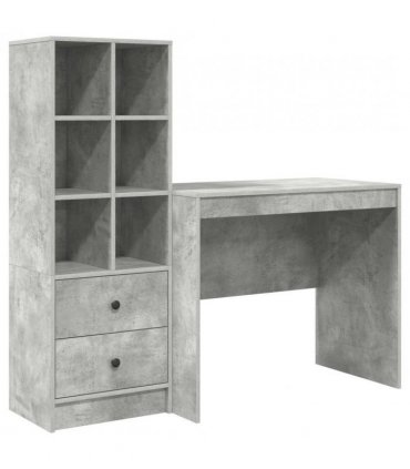 vidaXL Desk with Drawer with Shelf with Storage 2 pcs Concrete Grey