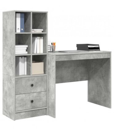 vidaXL Desk with Drawer with Shelf with Storage 2 pcs Concrete Grey