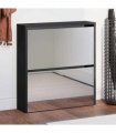 vidaXL Shoe Cabinet with Mirror 2-Layer Black 63x17x67 cm
