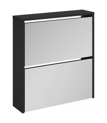 vidaXL Shoe Cabinet with Mirror 2-Layer Black 63x17x67 cm